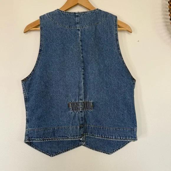 Vintage Lee Denim Vest Women’s Size L Western Coastal Cowgirl 90s Mom Made USA - Picture 2 of 8